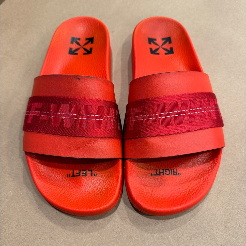 Off White Red industrial slides